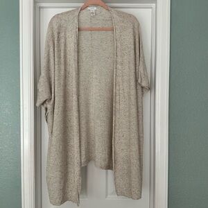 J Jill‎ Pure Jill Cream Speckled Open Front Linen Blend Cardigan Size M/L
